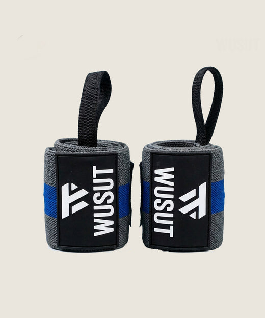 Adjustable Weightlifting Wrist Wraps - Grey / Blue