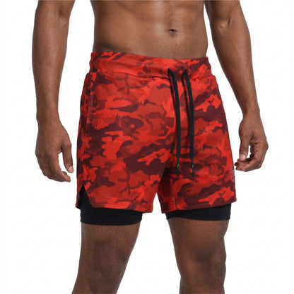 Men Camo Compression Shorts - Blue