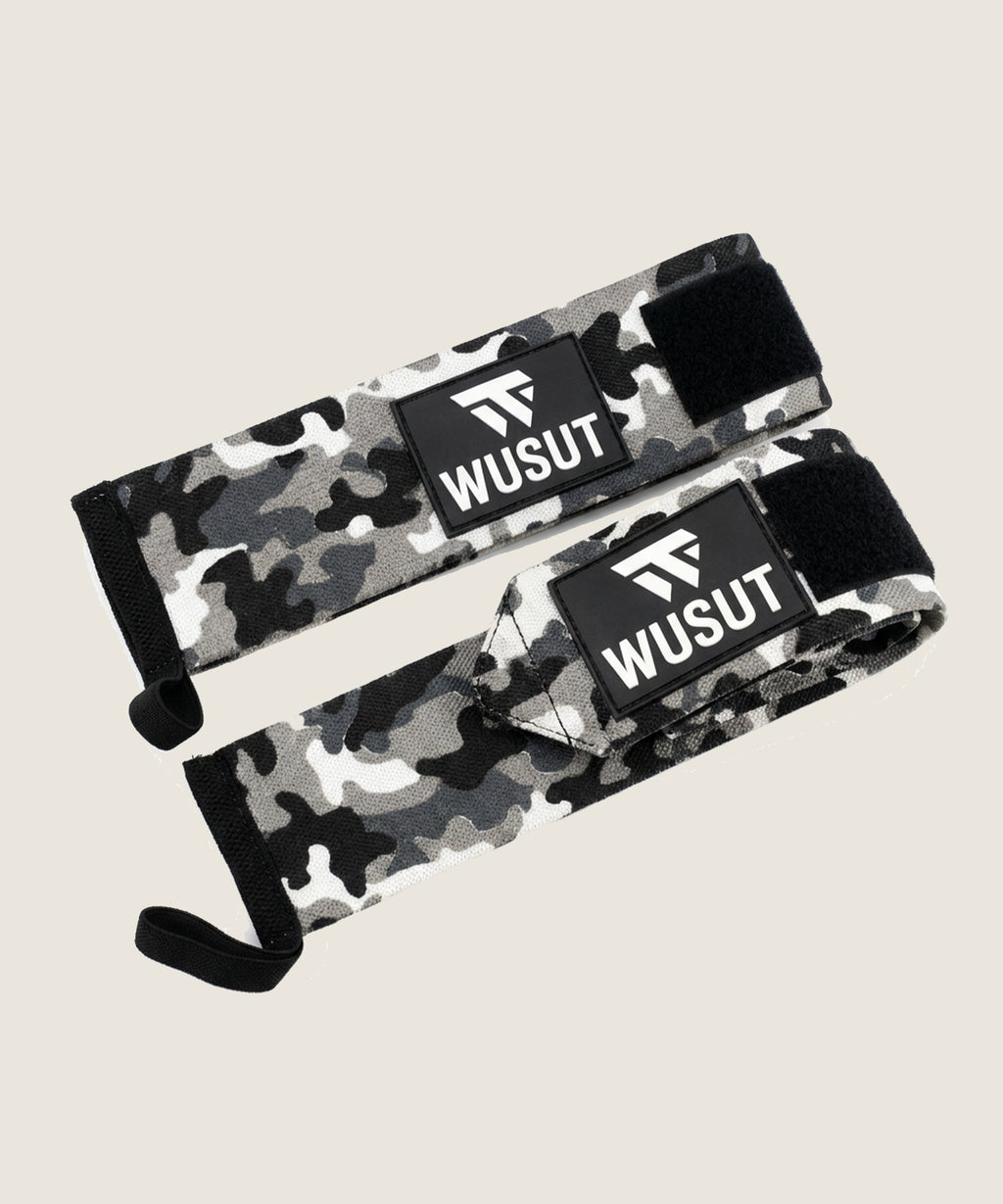 Adjustable Weightlifting Wrist Wraps - Camo White