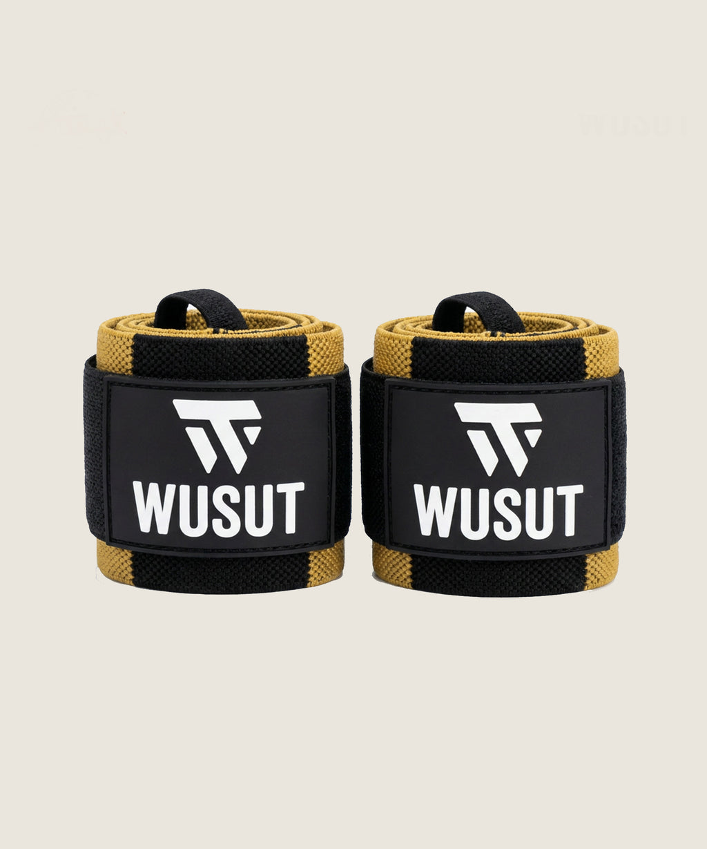 Adjustable Weightlifting Wrist Wraps - Black / Beige