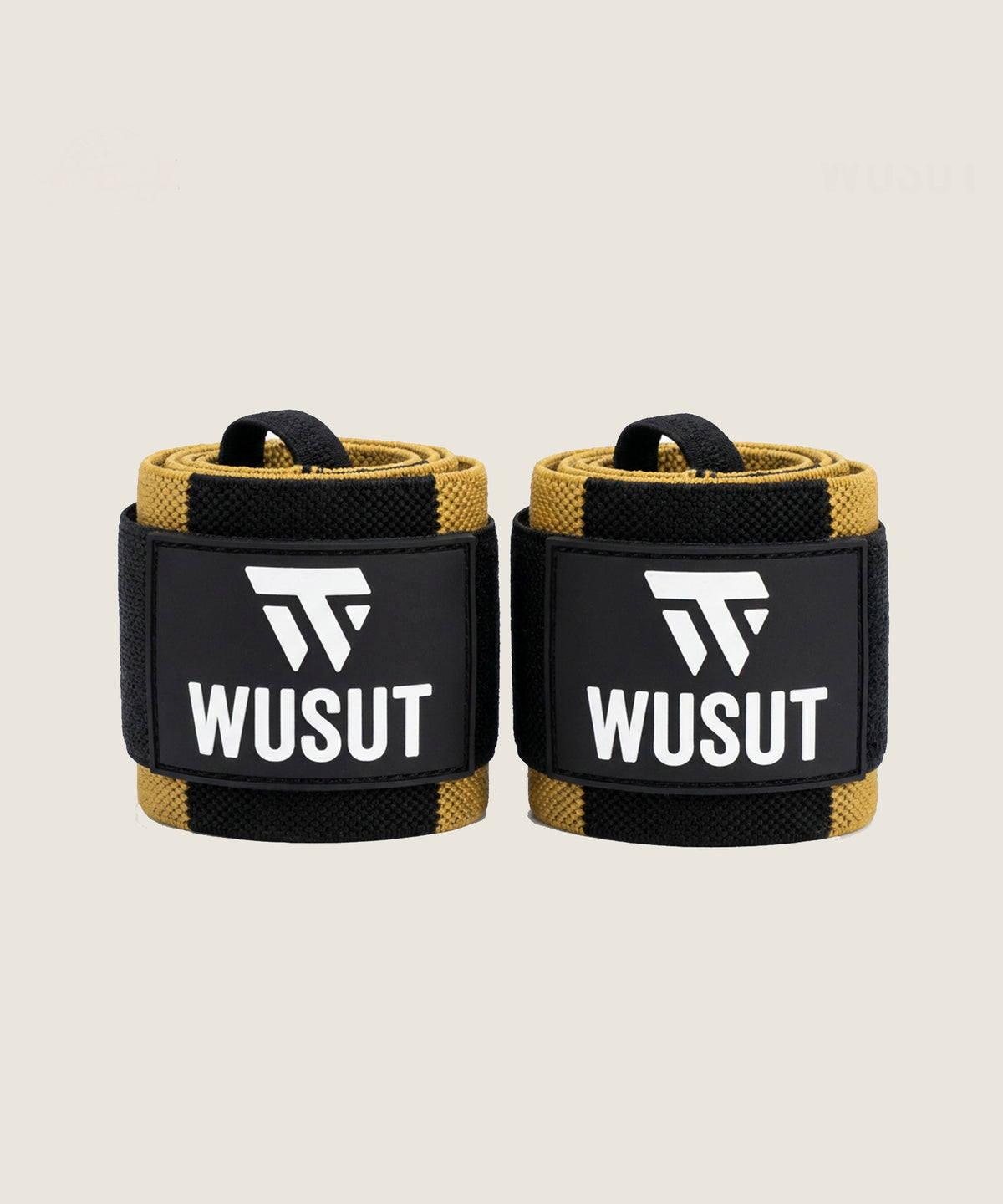 Adjustable Weightlifting Wrist Wraps - Black / Beige