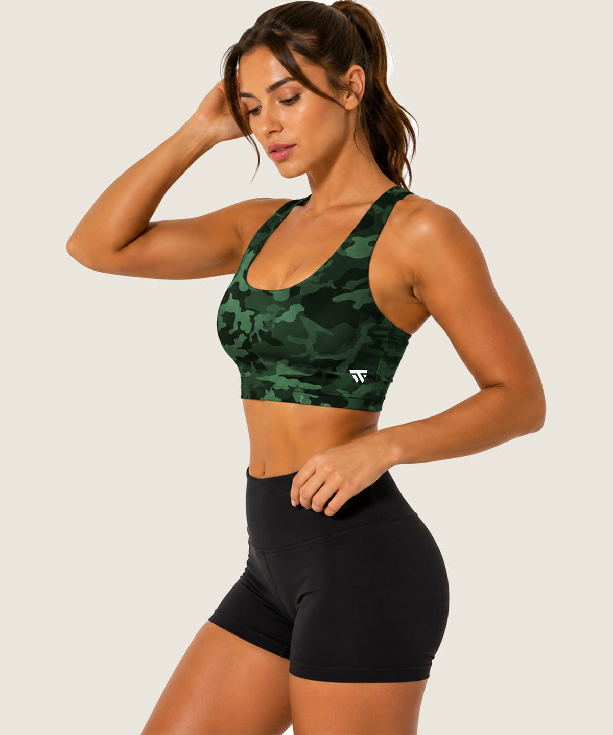 Women's Performance Sports Bra - (Ladies Top) Green Camo