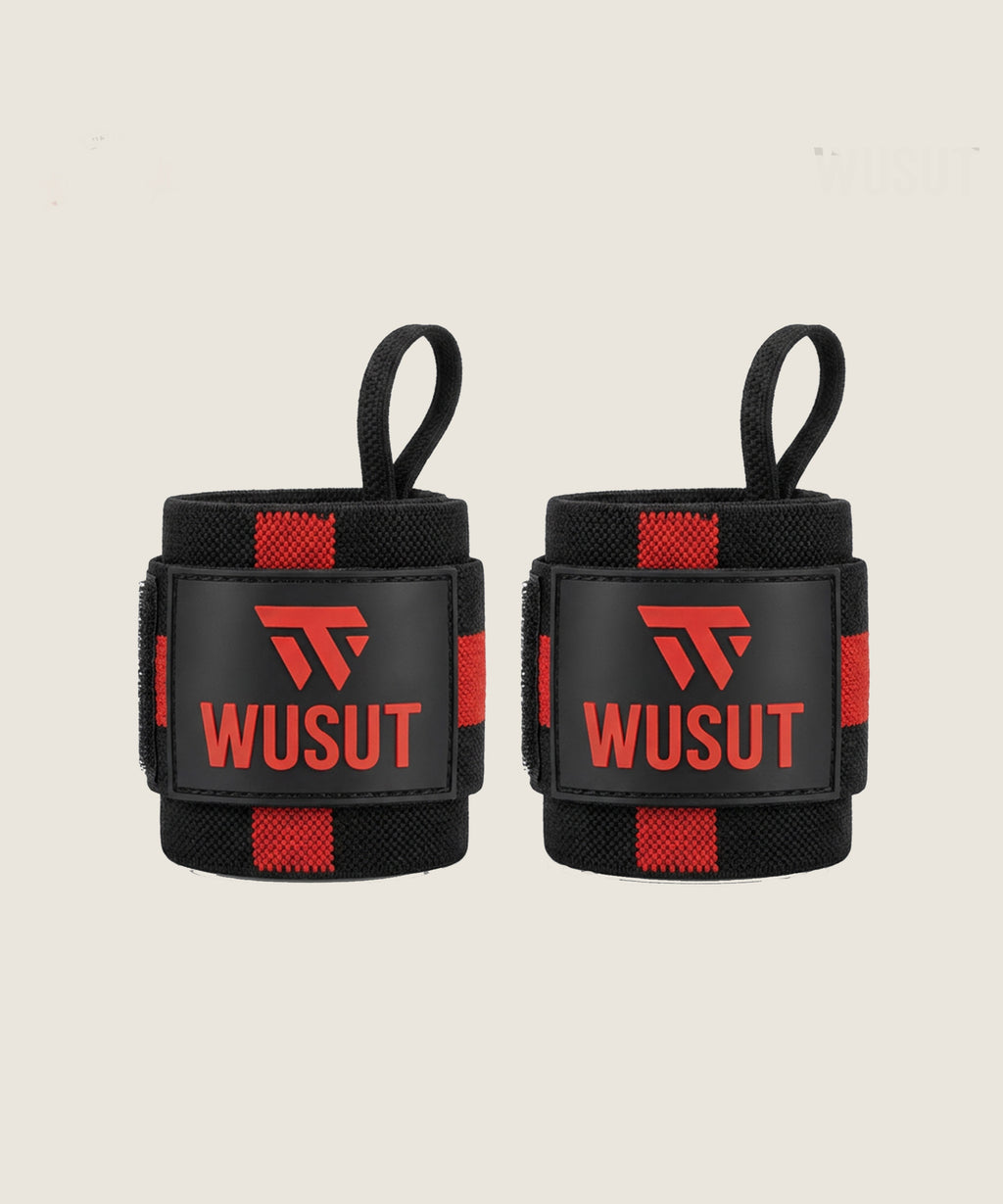 Adjustable Weightlifting Wrist Wraps - Black / Red
