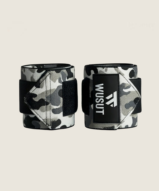 Adjustable Weightlifting Wrist Wraps - Camo White