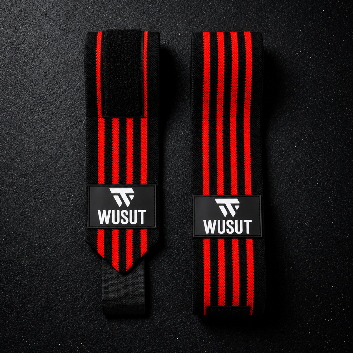 Adjustable Squat Knee Wraps - Black / Red