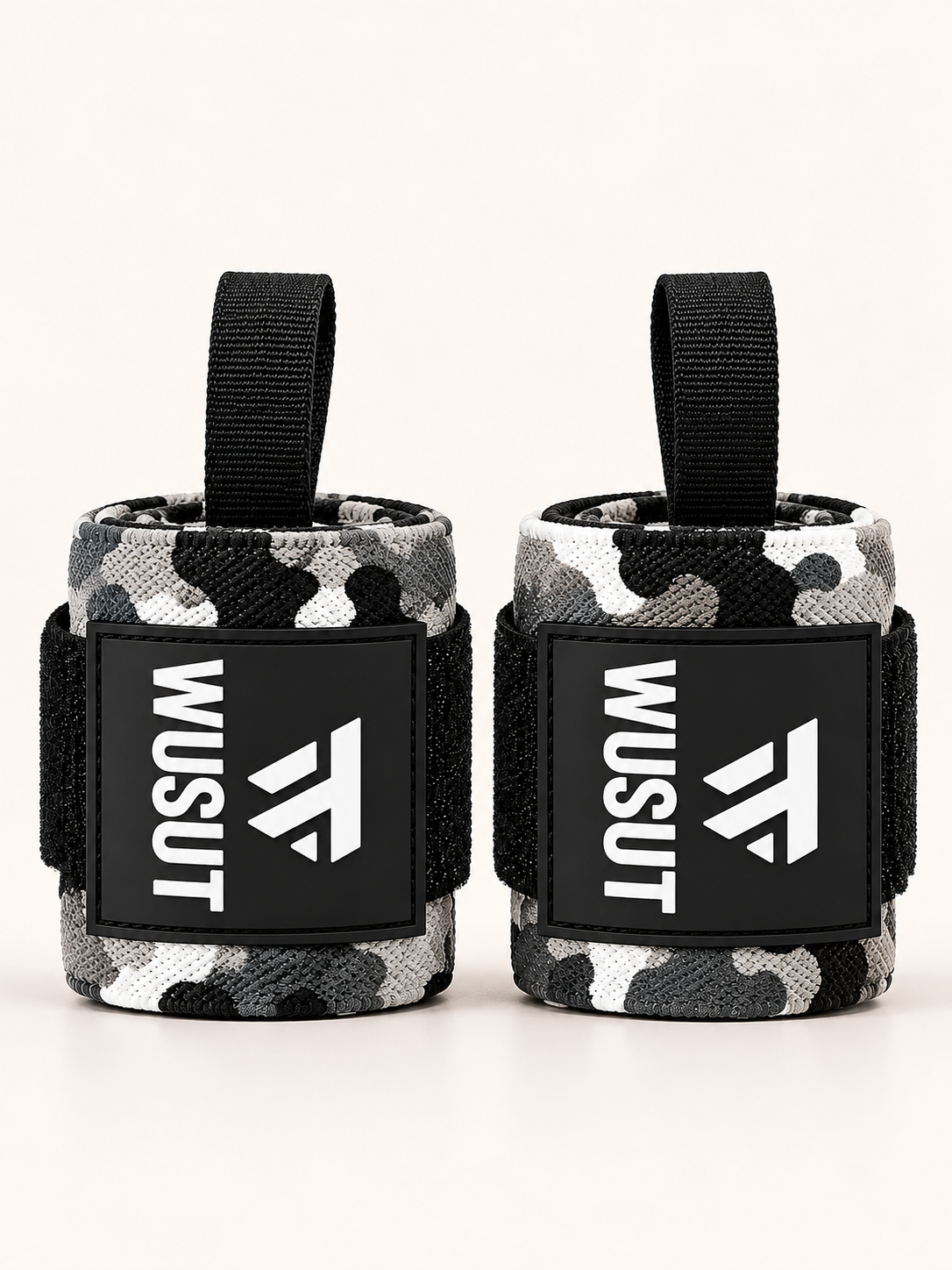 Adjustable Weightlifting Wrist Wraps - Camo White