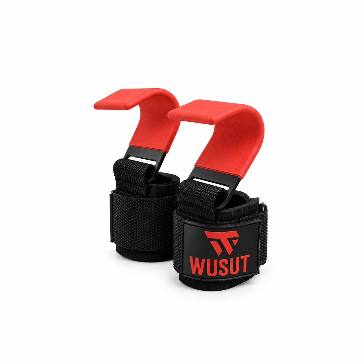Coated Steel Heavy-Duty Weightlifting Hooks - Red