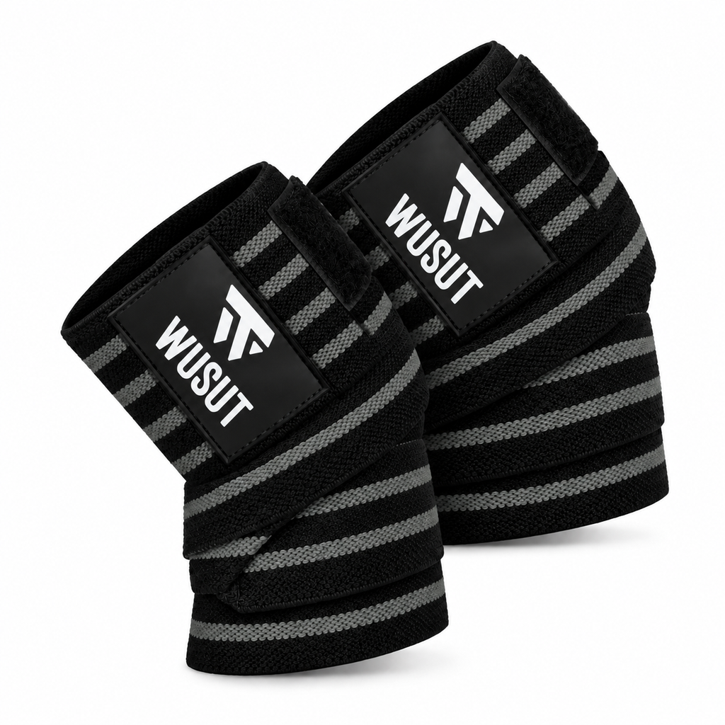 Adjustable Squat Knee Wraps - Black / Grey