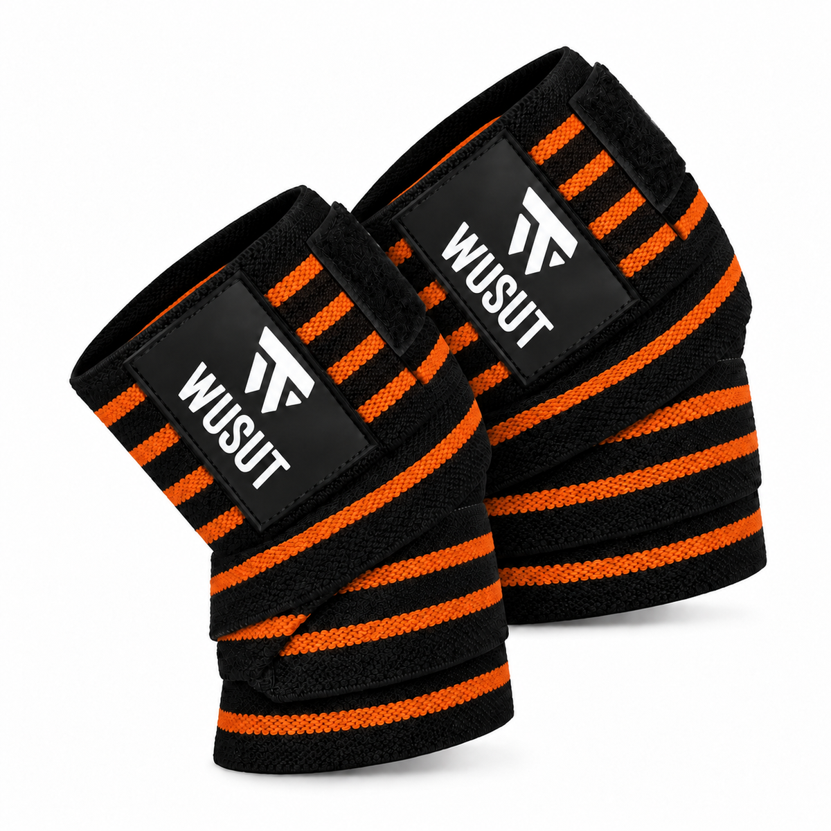 Adjustable Squat Knee Wraps - Black / Orange