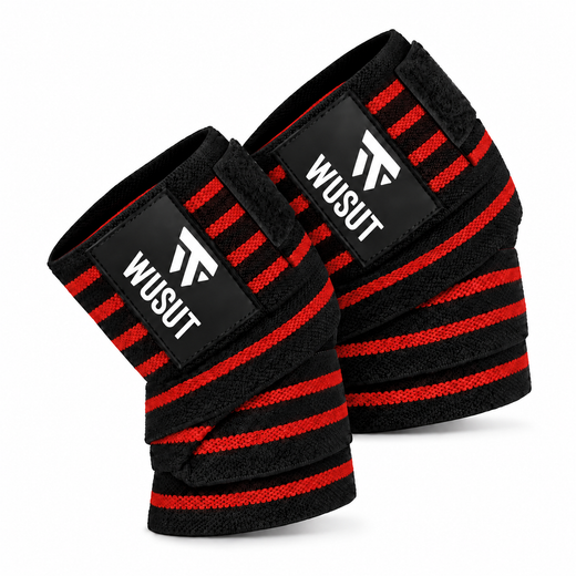 Adjustable Squat Knee Wraps - Black / Red