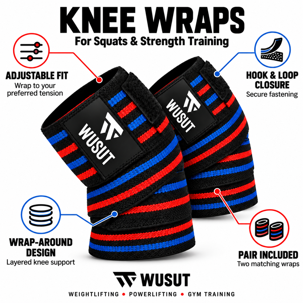 Adjustable Squat Knee Wraps - Black / Grey