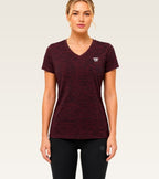 Women's Essential V-Neck Tee - (Lycra Shirts) Maroon Melange