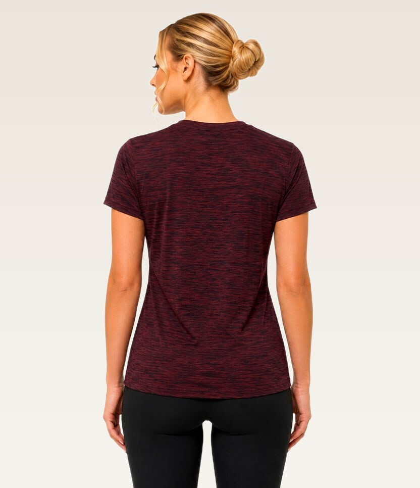 Women's Essential V-Neck Tee - (Lycra Shirts) Maroon Melange