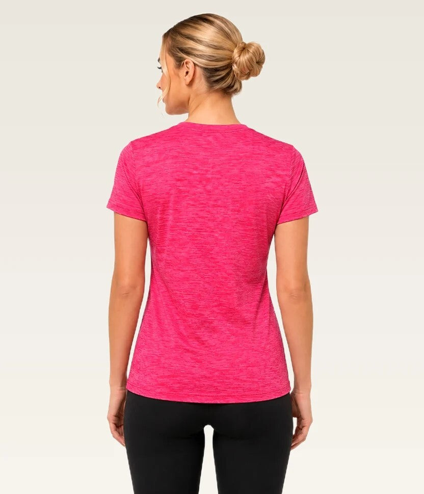 Women's Essential V-Neck Tee - (Lycra Shirts) Pink Melange