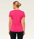 Women's Essential V-Neck Tee - (Lycra Shirts) Pink Melange