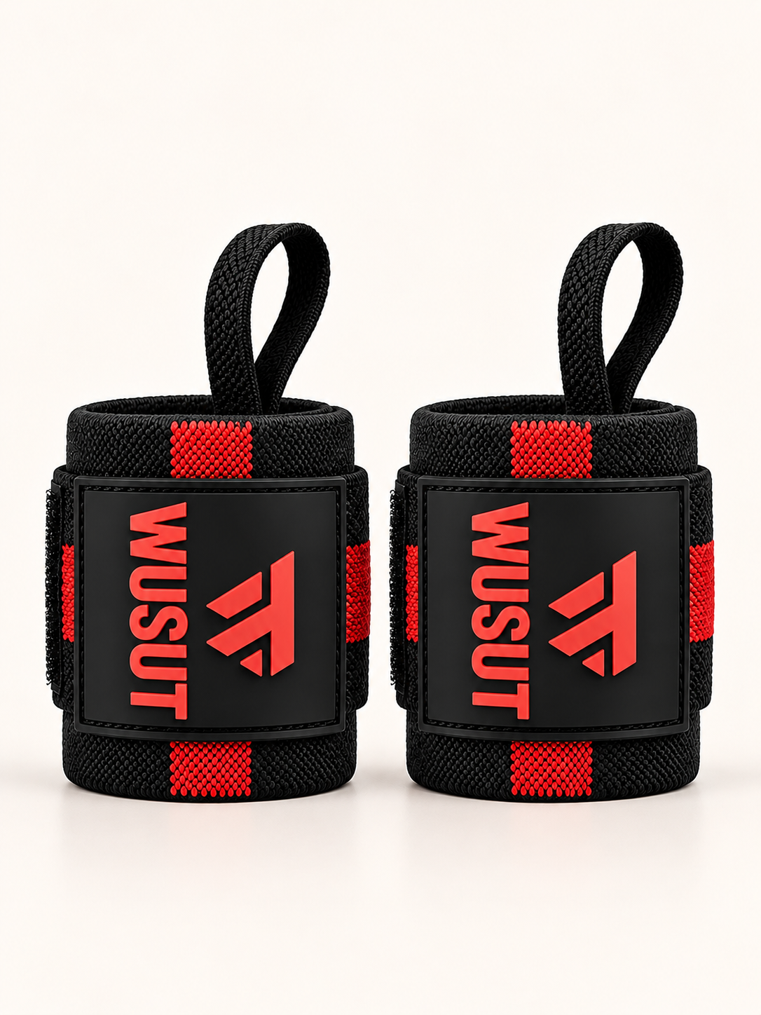 Adjustable Weightlifting Wrist Wraps - Black / Red
