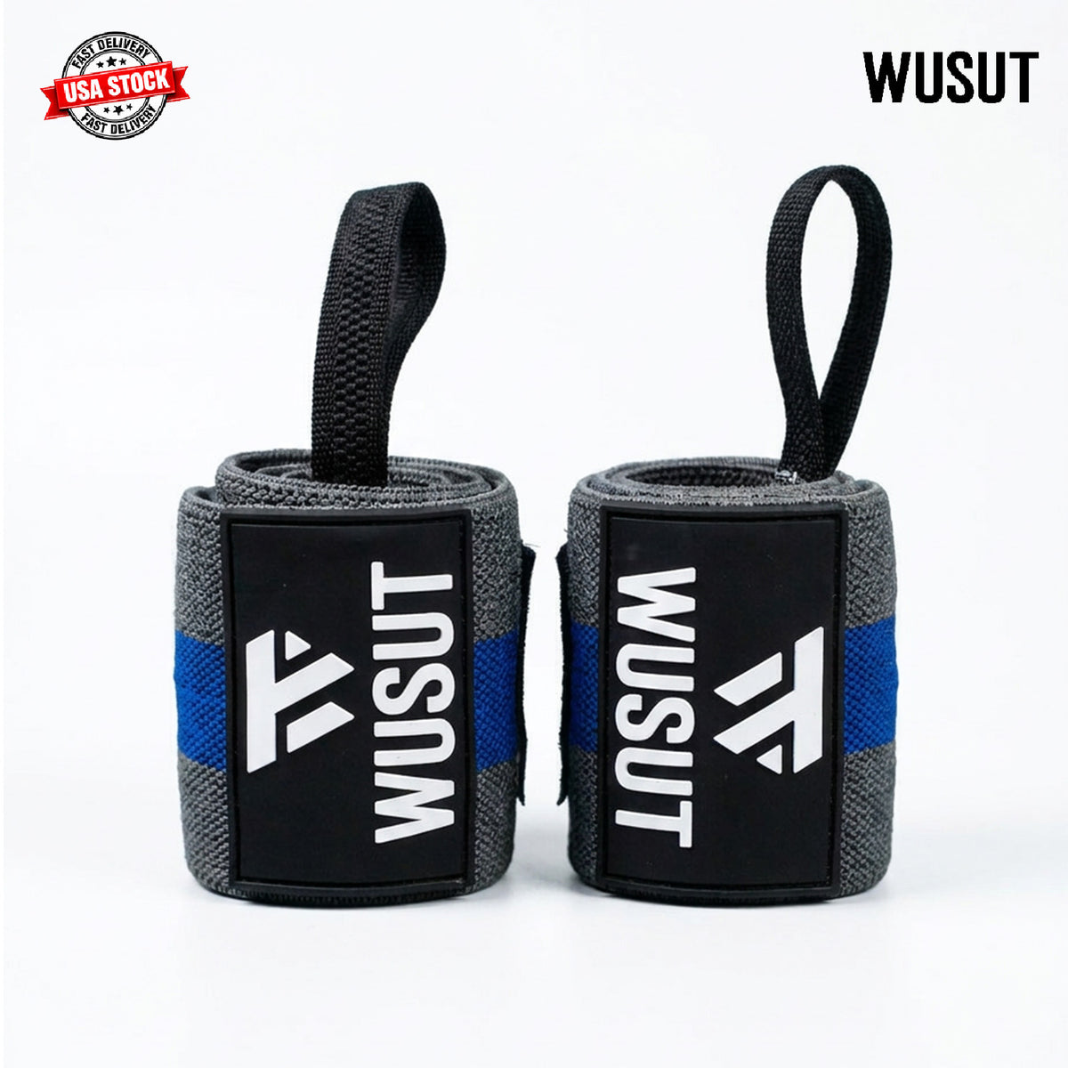 Adjustable Weightlifting Wrist Wraps - Grey / Blue