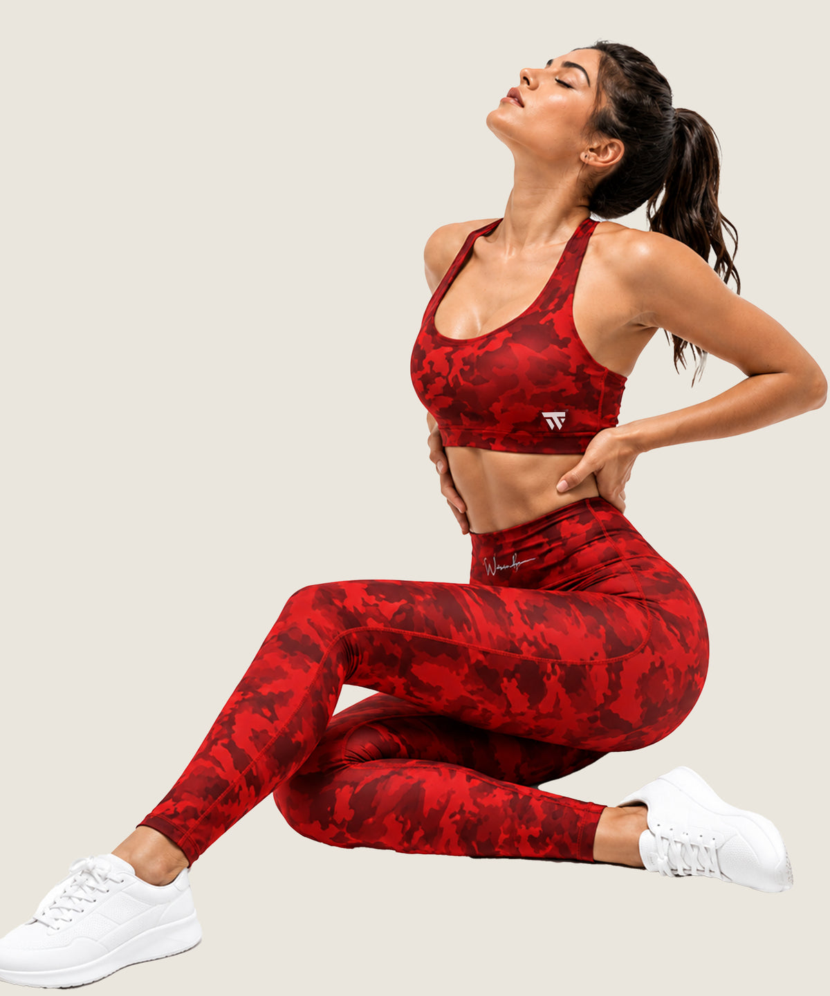 Women's High-Waist Pocket Legging - (Ladies Leggings) Red Camo