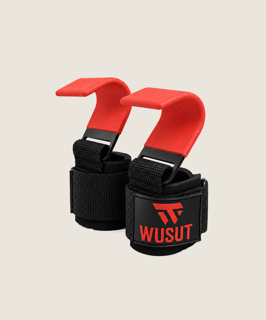 Coated Steel Heavy-Duty Weightlifting Hooks - Red