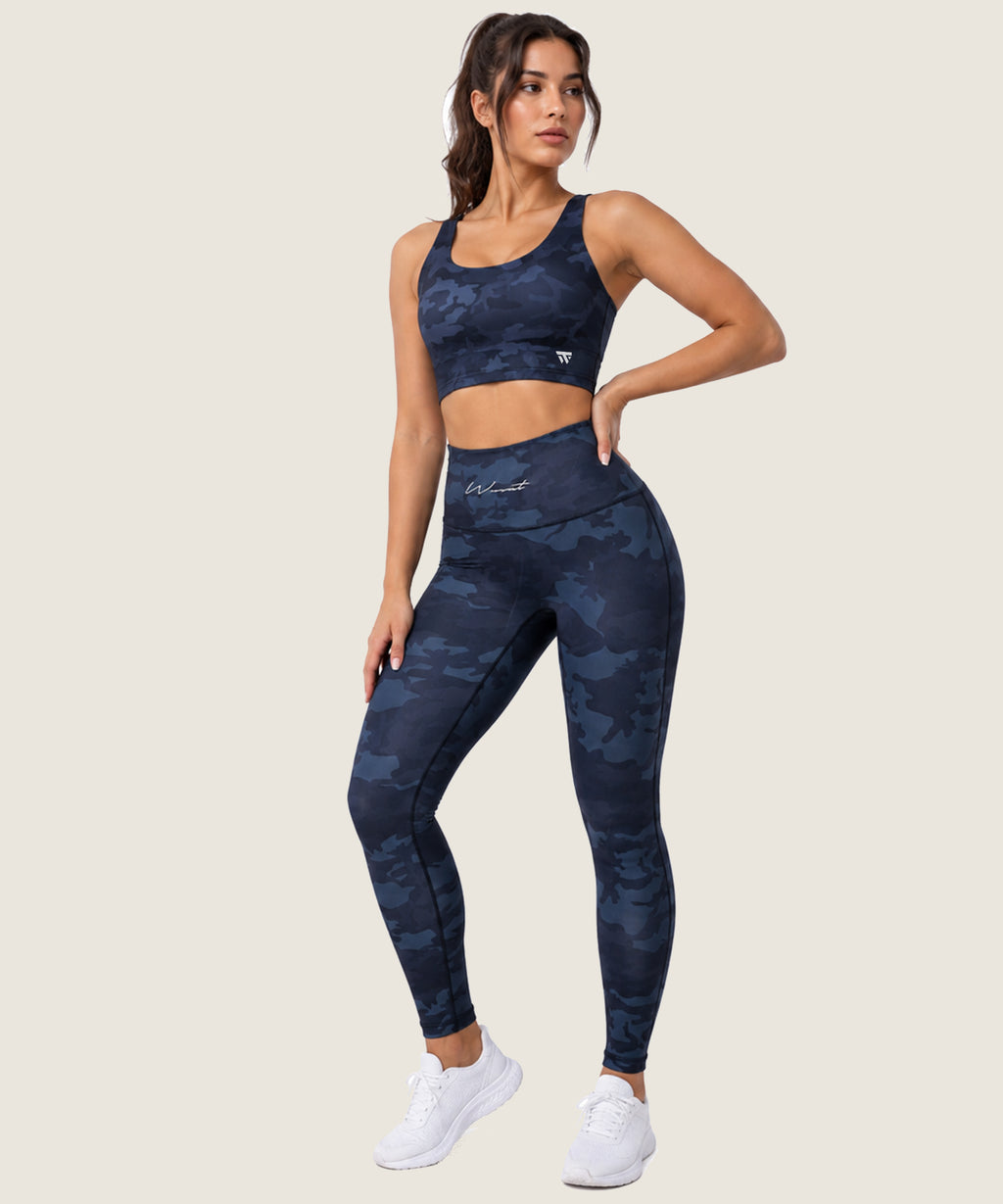 Women's High-Waist Pocket Legging - (Ladies Leggings) Navy Camo
