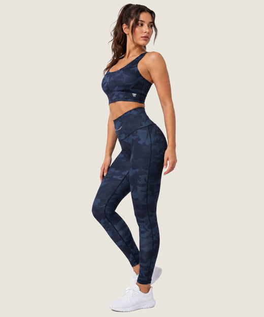 Women's High-Waist Pocket Legging - (Ladies Leggings) Navy Camo