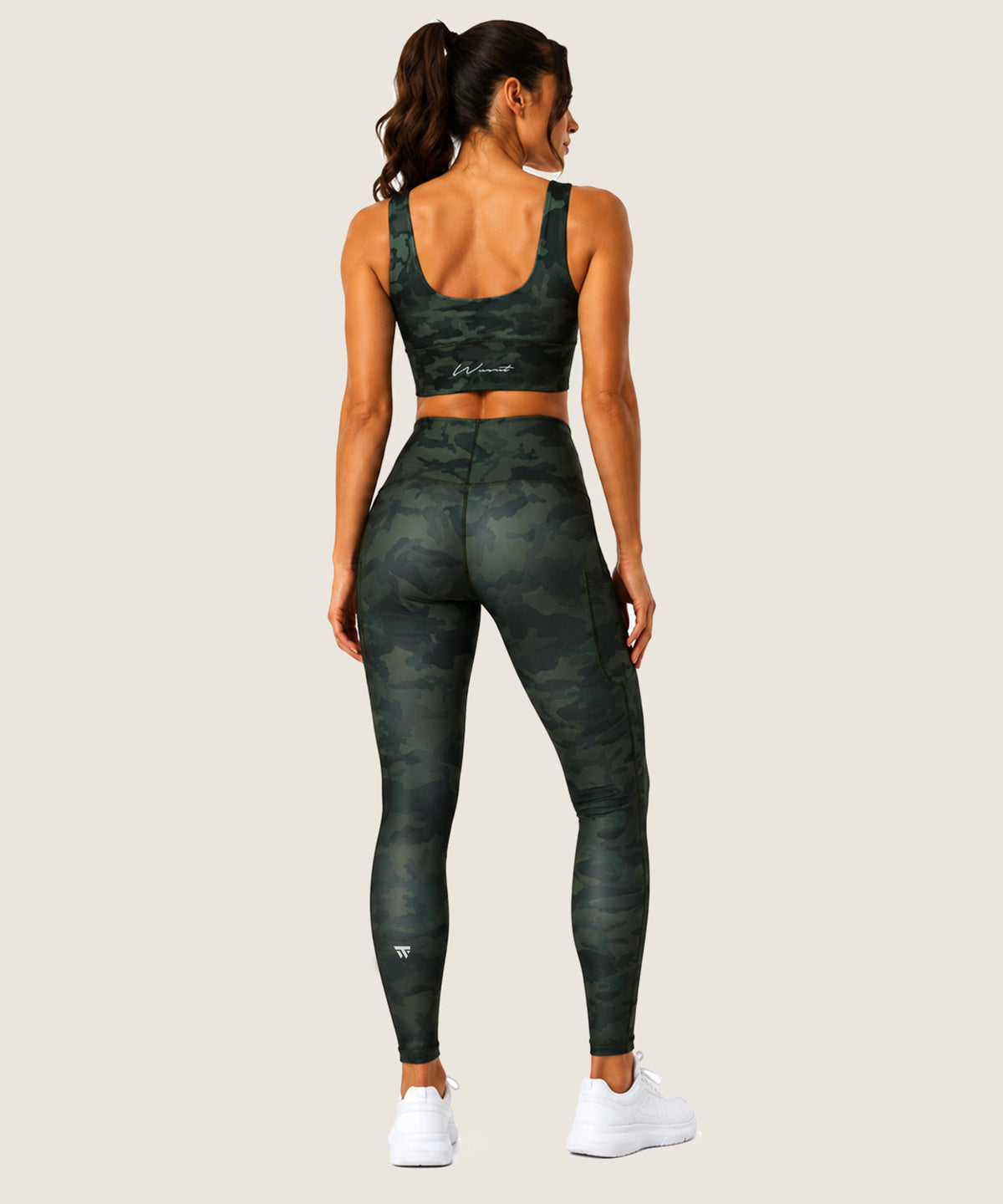 Women's High-Waist Pocket Legging - (Ladies Leggings) Green Camo
