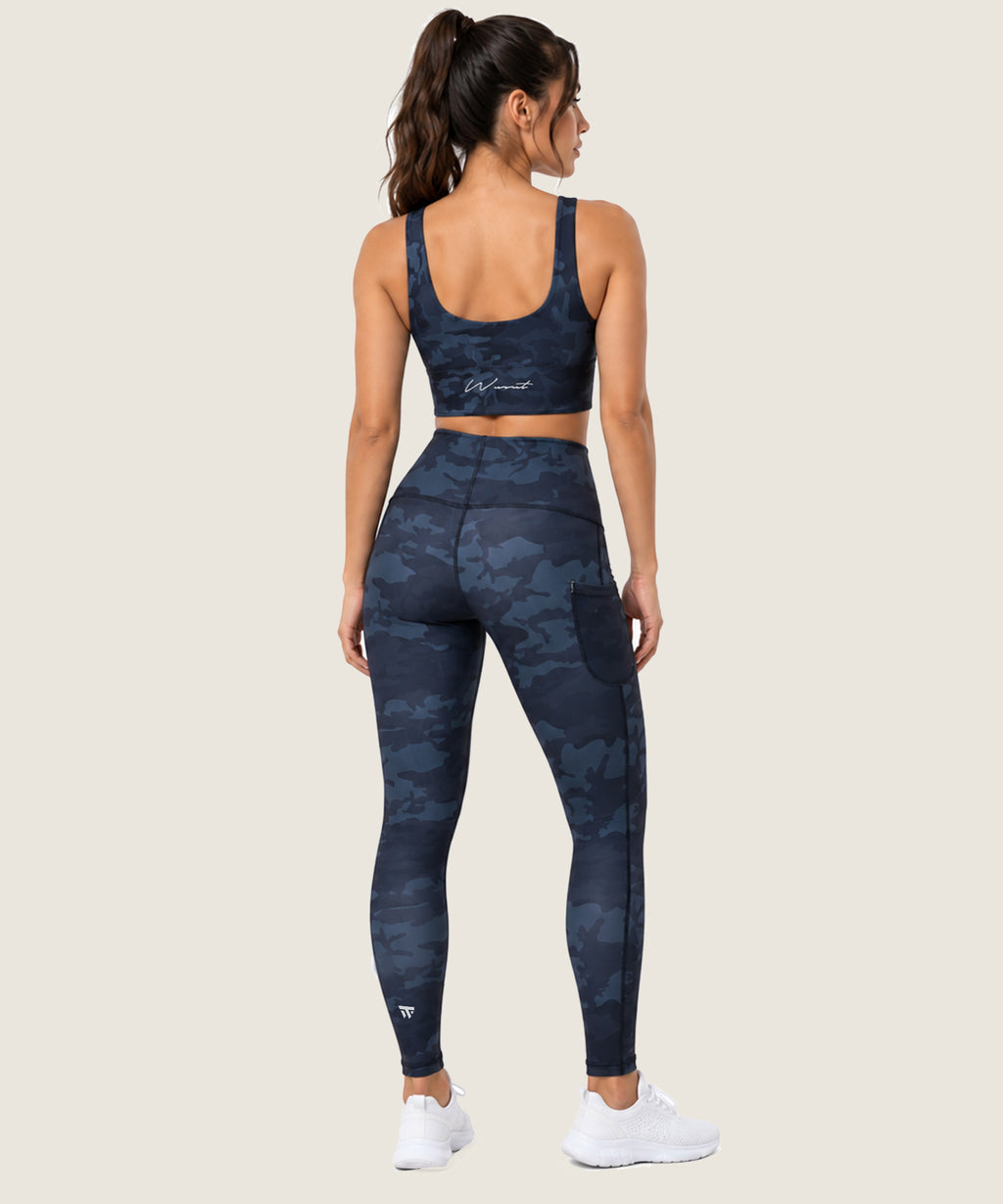 Women's High-Waist Pocket Legging - (Ladies Leggings) Navy Camo