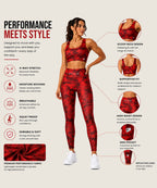 Women's High-Waist Pocket Legging - (Ladies Leggings) Red Camo