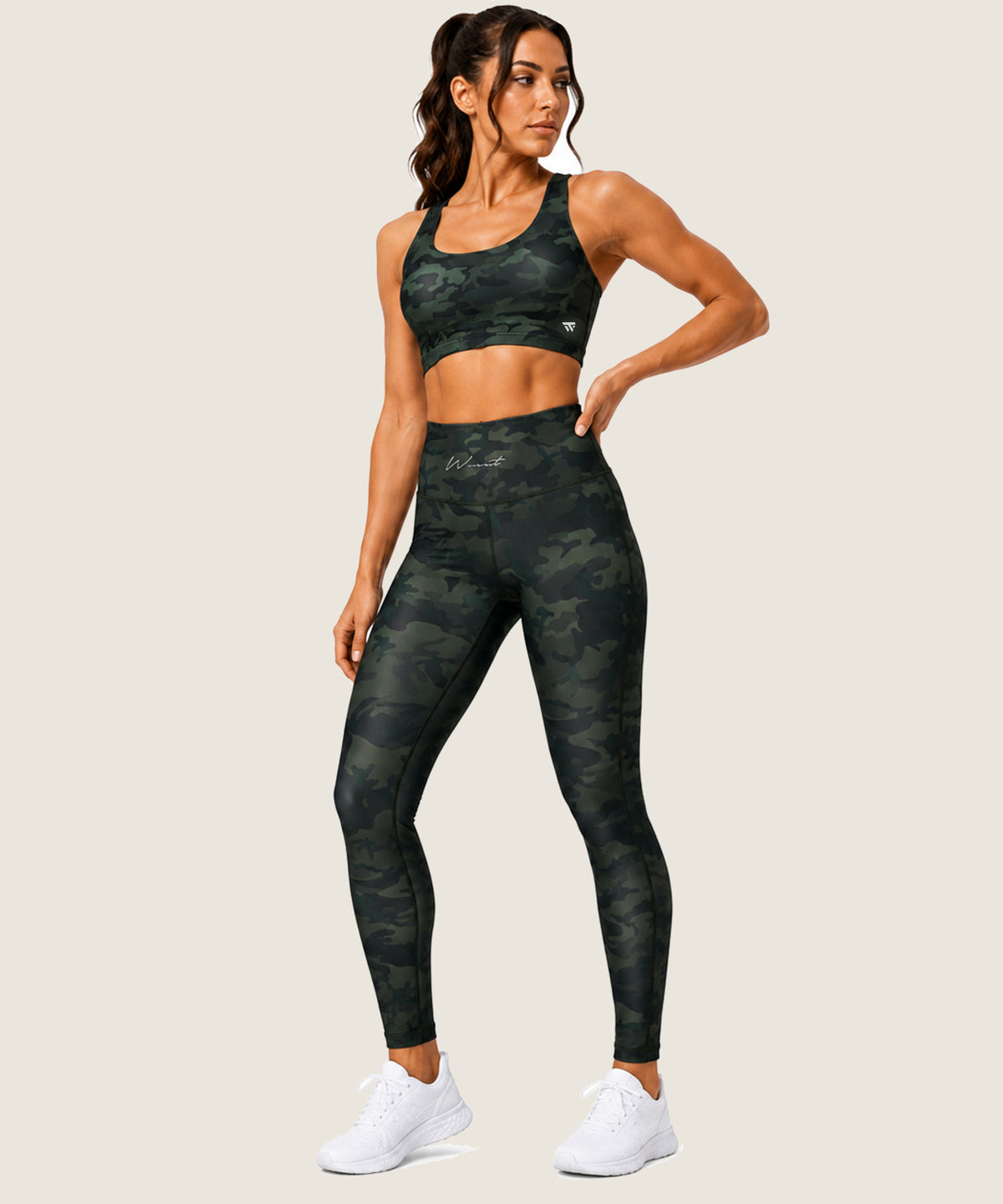 Women's High-Waist Pocket Legging - (Ladies Leggings) Green Camo