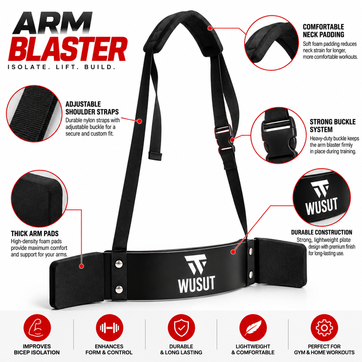 Adjustable Aluminum Bicep Curl Arm Blaster