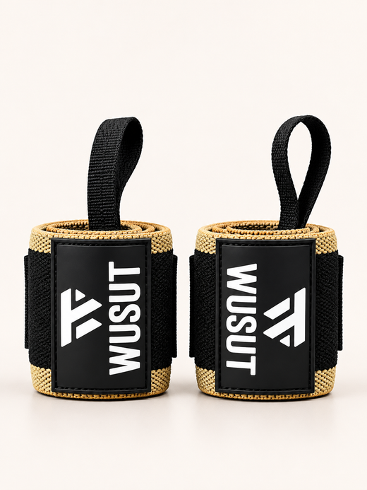 Adjustable Weightlifting Wrist Wraps - Black / Beige