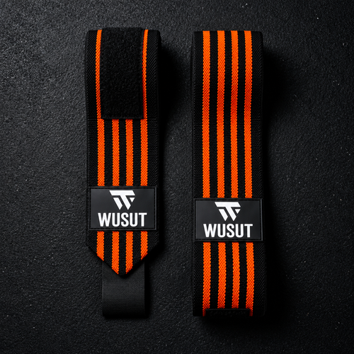 Adjustable Squat Knee Wraps - Black / Orange
