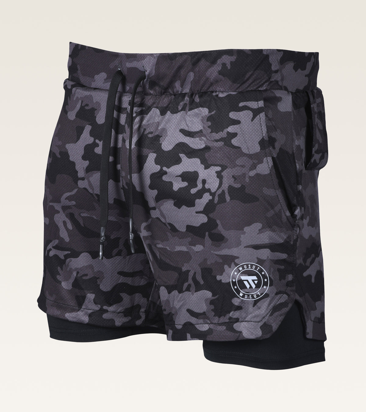 Men's 2-in-1 Camo Training Short - Charcoal Camo