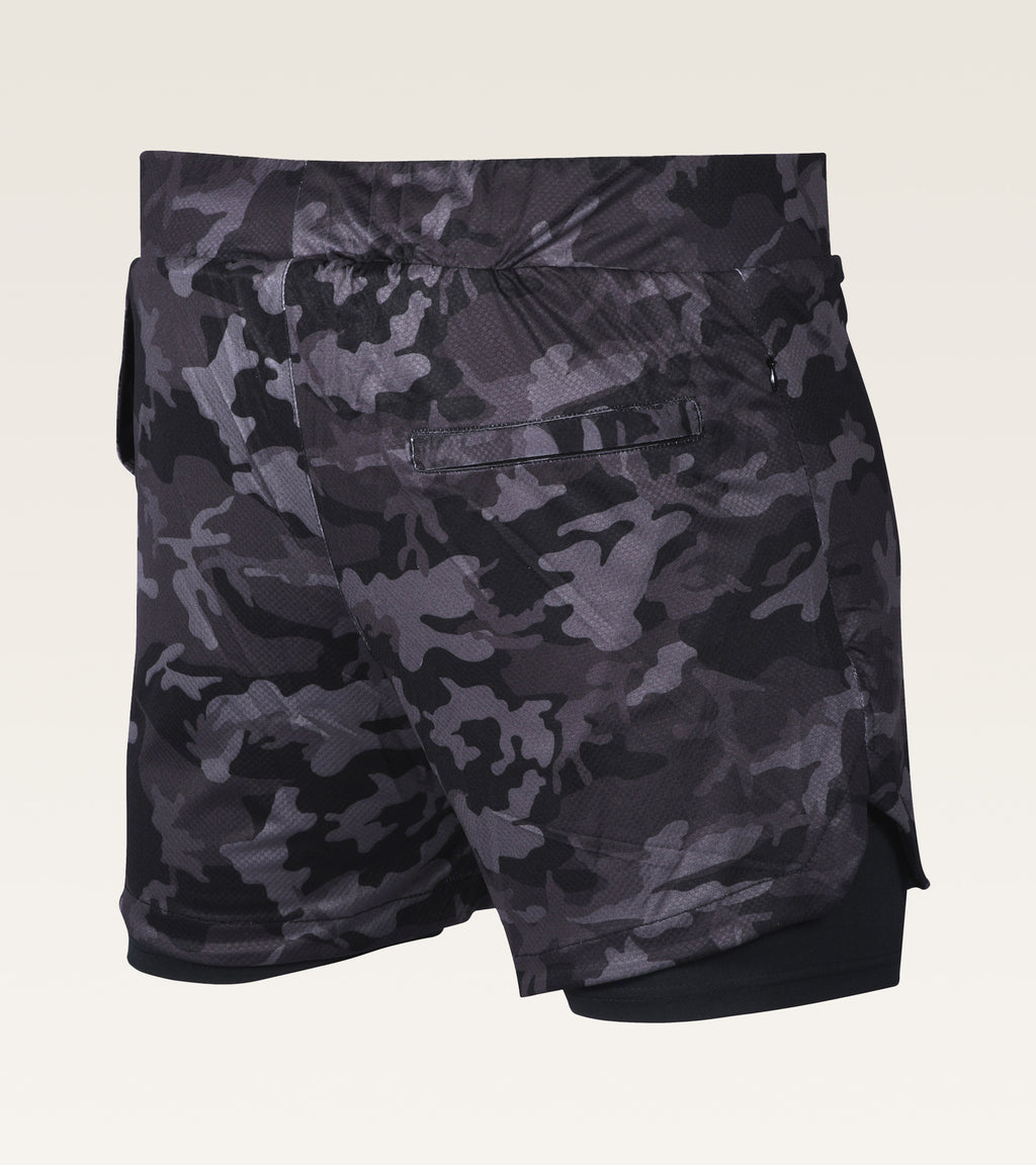 Men's 2-in-1 Camo Training Short - Charcoal Camo