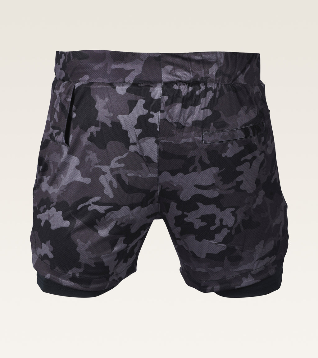 Men's 2-in-1 Camo Training Short - Charcoal Camo