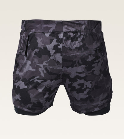Men's 2-in-1 Camo Training Short - Charcoal Camo