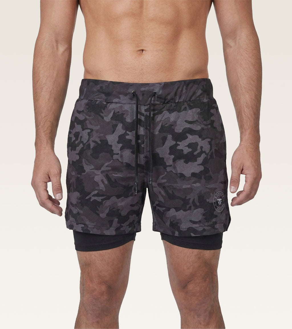 Men's 2-in-1 Camo Training Short - Charcoal Camo