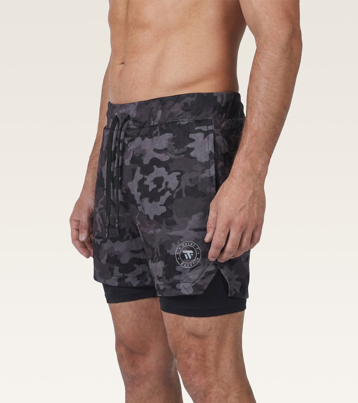 Men's 2-in-1 Camo Training Short - Charcoal Camo