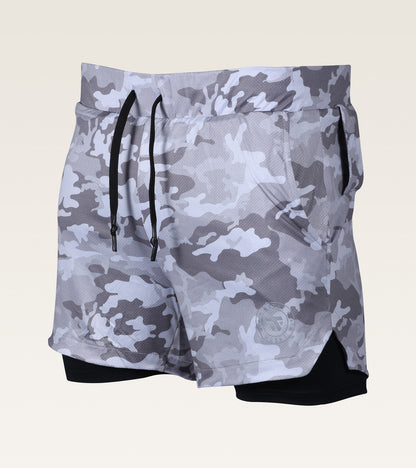 Men's 2-in-1 Camo Training Short - Arctic Camo