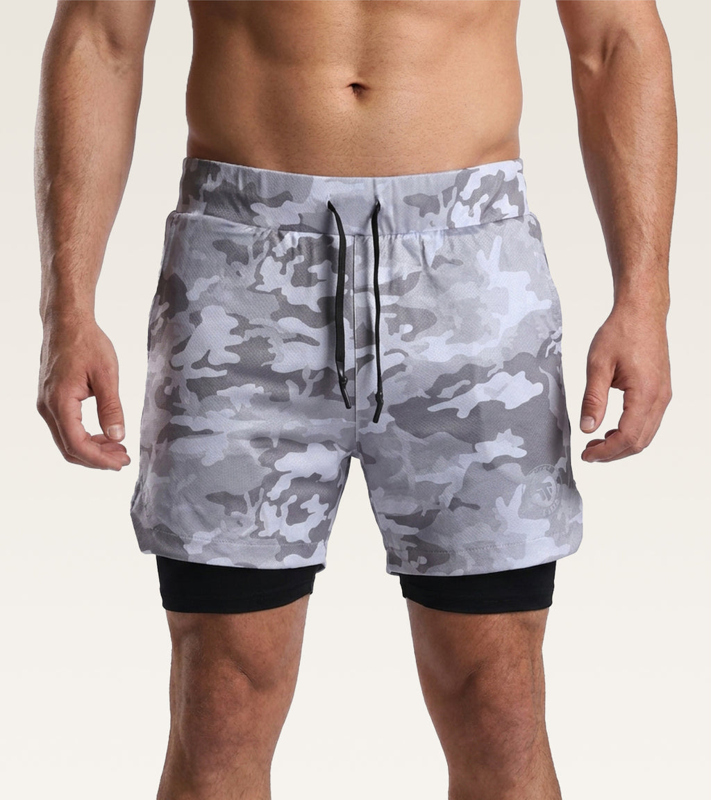 Men's 2-in-1 Camo Training Short - Arctic Camo