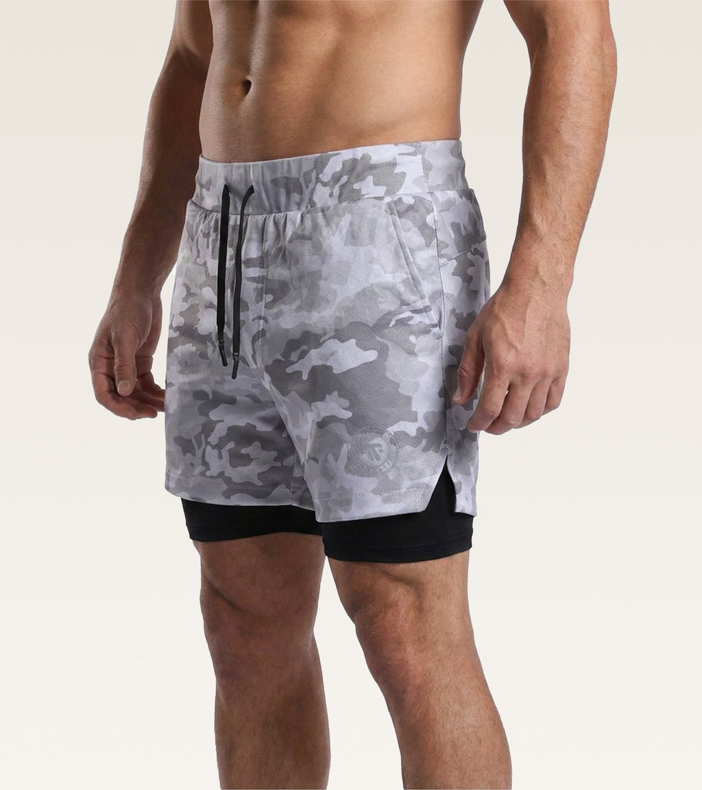 Men's 2-in-1 Camo Training Short - Arctic Camo