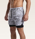 Men's 2-in-1 Training Short - (Compression Short) White Camo