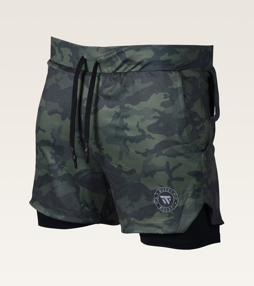 Men's 2-in-1 Camo Training Short - Olive Camo