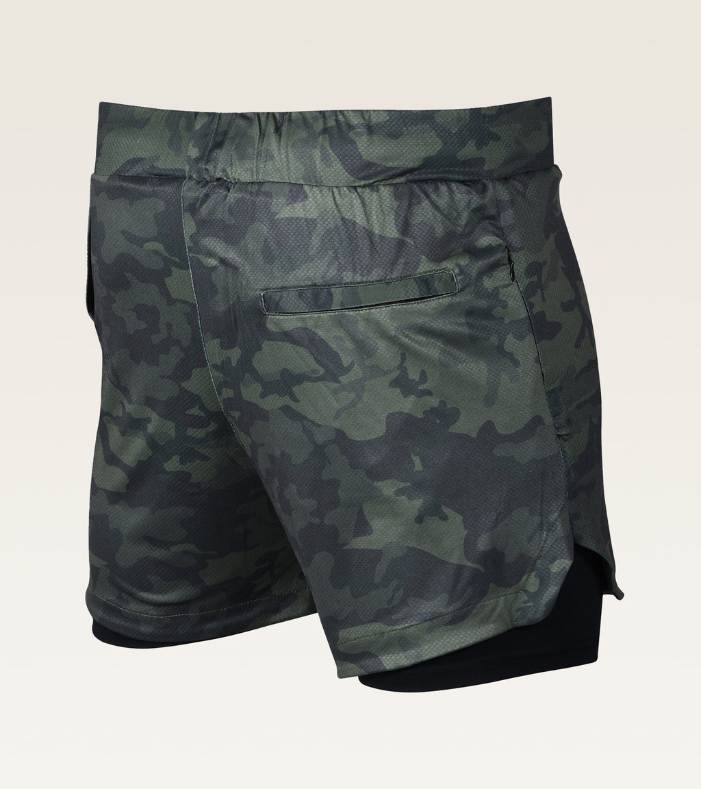 Men's 2-in-1 Camo Training Short - Olive Camo