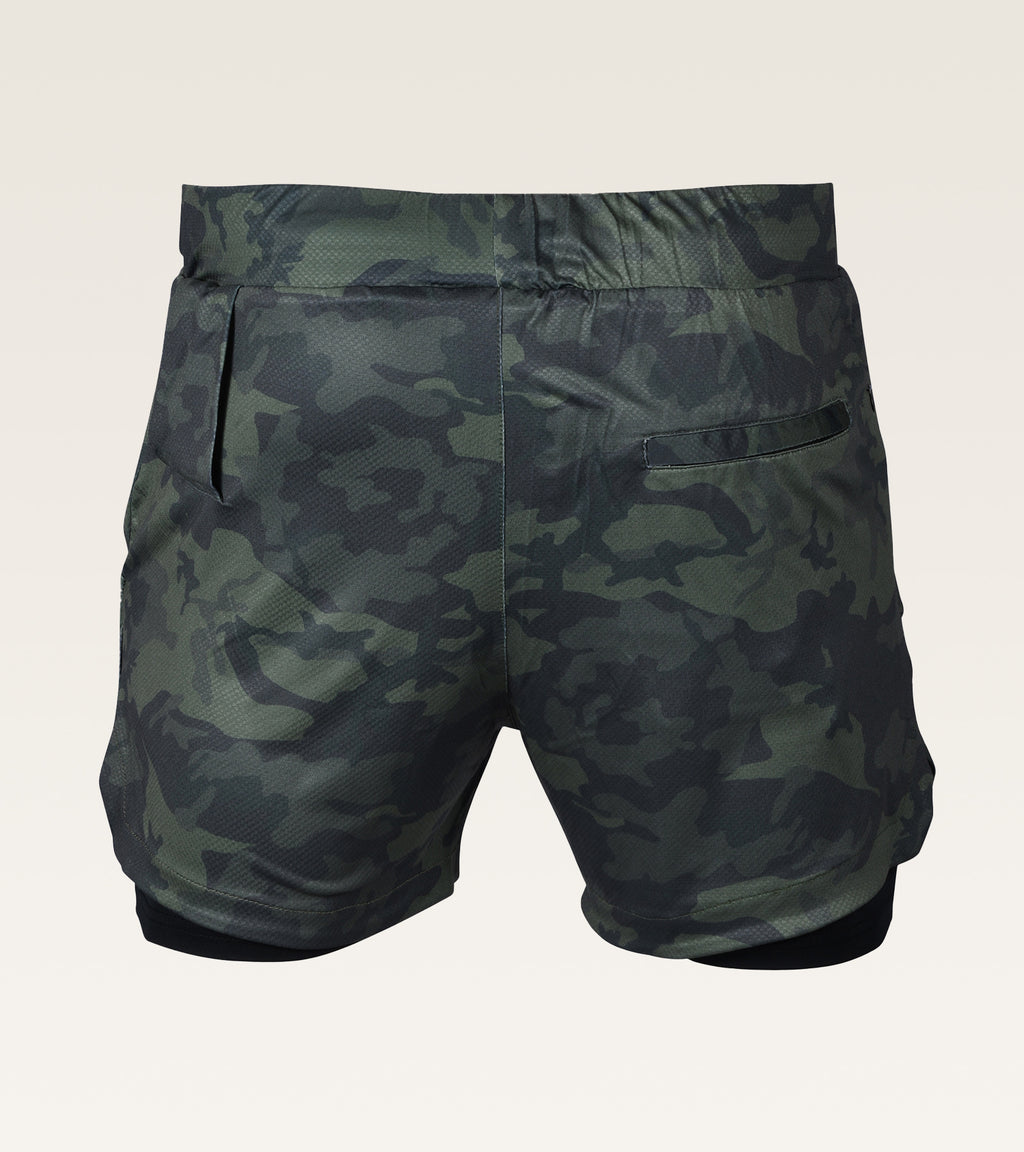 Men's 2-in-1 Camo Training Short - Olive Camo