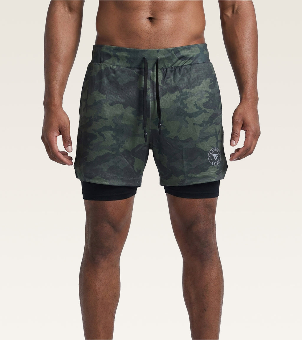 Men's 2-in-1 Camo Training Short - Olive Camo