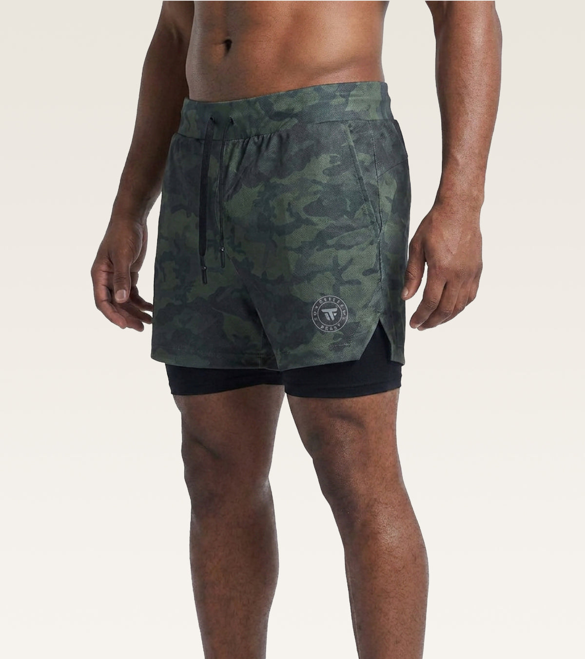 Men's 2-in-1 Camo Training Short - Olive Camo
