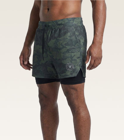 Men's 2-in-1 Camo Training Short - Olive Camo