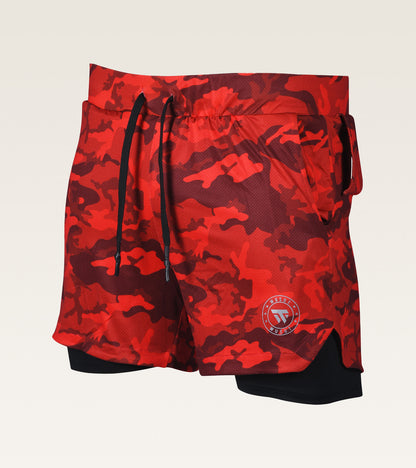 Men's 2-in-1 Camo Training Short - Crimson Camo