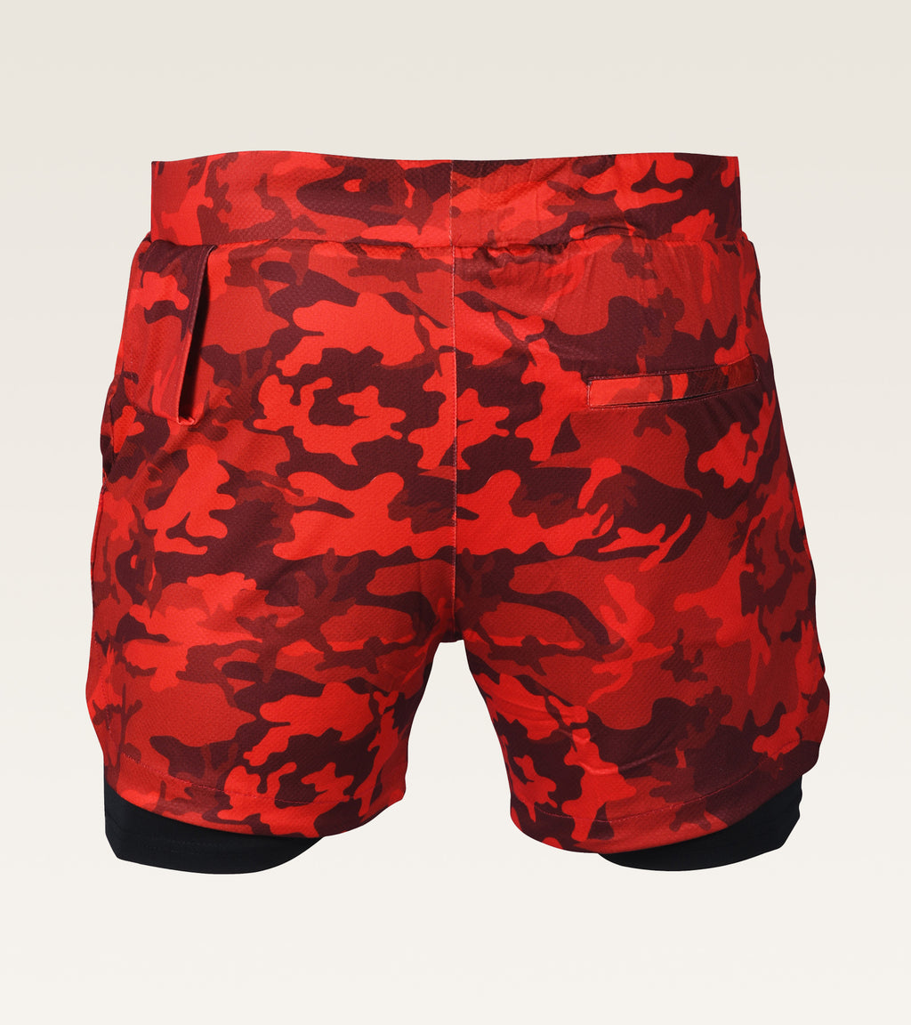 Men's 2-in-1 Camo Training Short - Crimson Camo